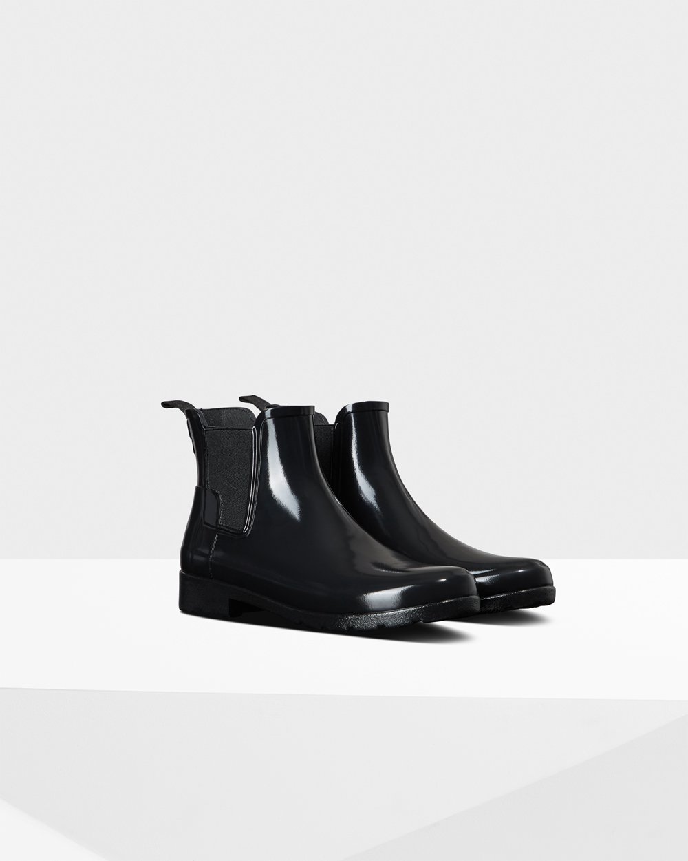 Botas Chelsea Hunter Mujer - Refined Gloss Slim Fit - Negros - PDGJAEC-43